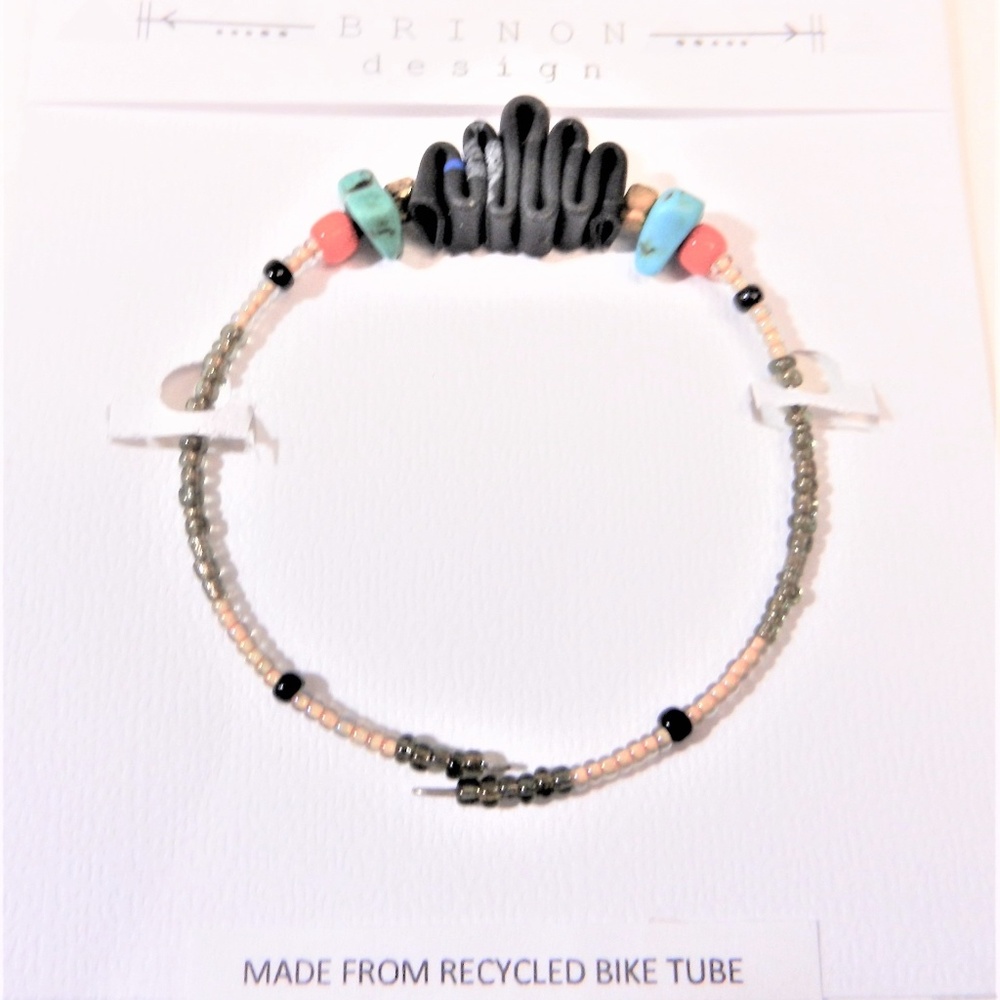 Bracelet handmade from recycled bike tubes